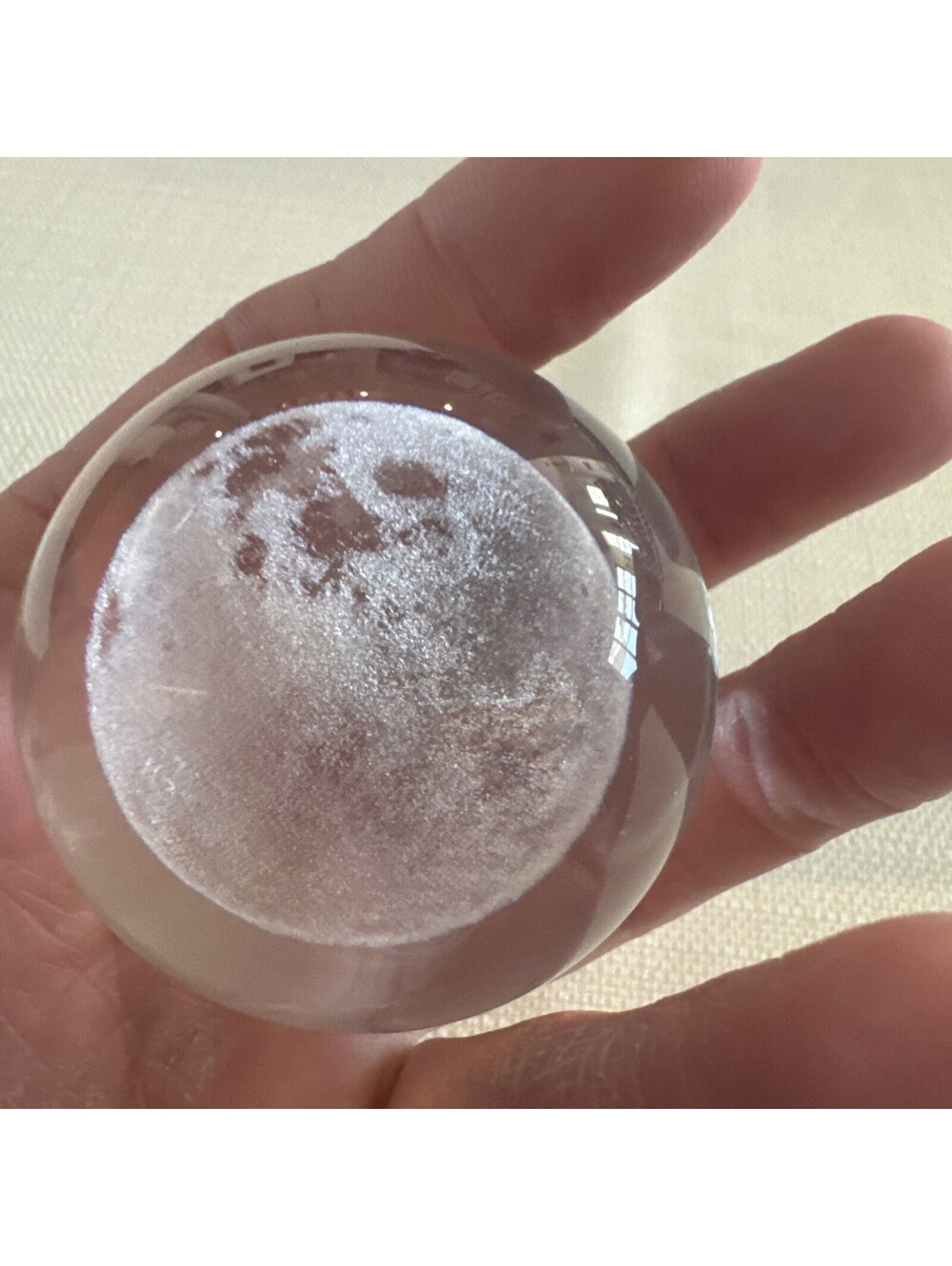 3D Laser Engraved Moon Design Crystal Ball Paperweight 2.5 in.